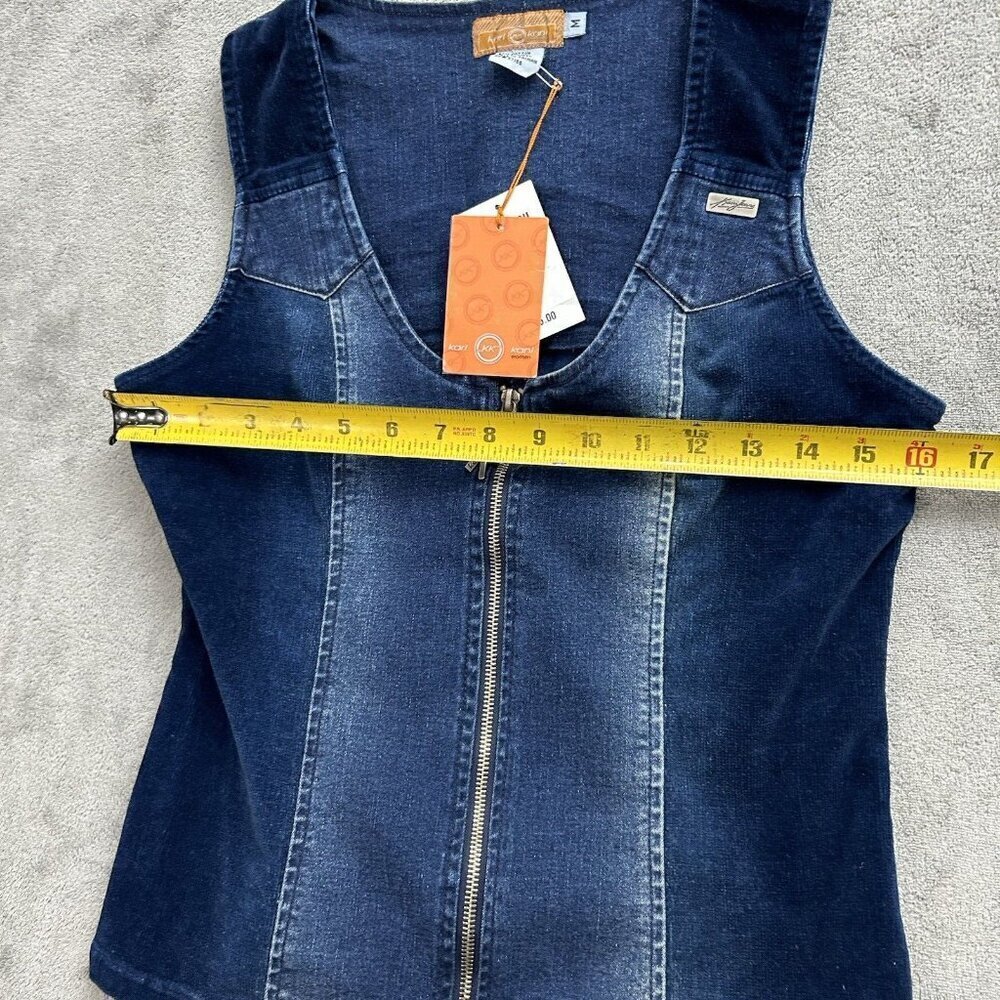 Vintage Karl Kani Vest Womens Medium Denim Jean Zip Up Tupac Y2K Streetwear - Picture 3 of 12